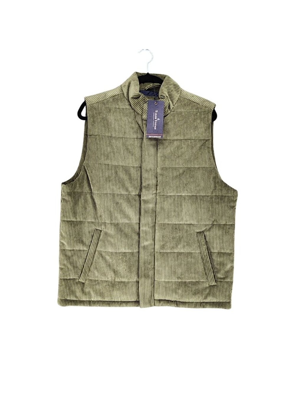Tailor Vintage Jacket Mens Medium Army Green Corduroy Puffy Vest *NWT*